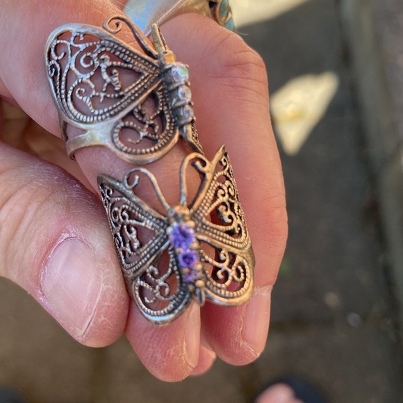 Vintage sterling silver butterfly rings size 7 - Picture 10 of 10